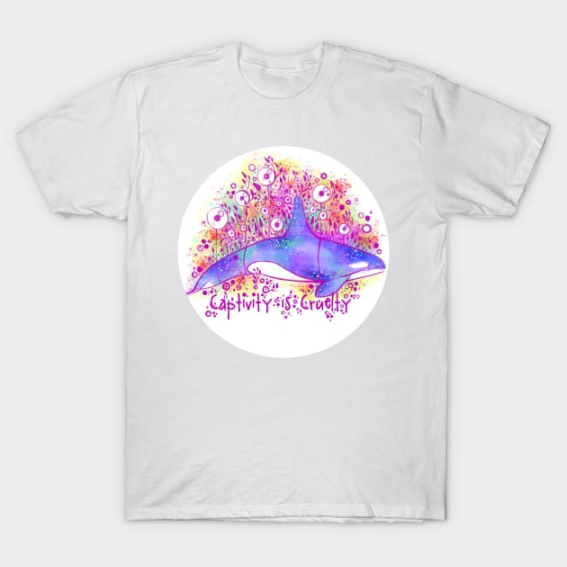 Captivity is Cruelty ( Orca / Vegan ) T-Shirt by artbysavi